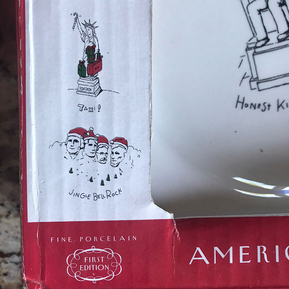 Vintage 1999 Christmas National Monuments 4 Dessert Plate & Mug Cup Set NEW - Picture 9 of 12